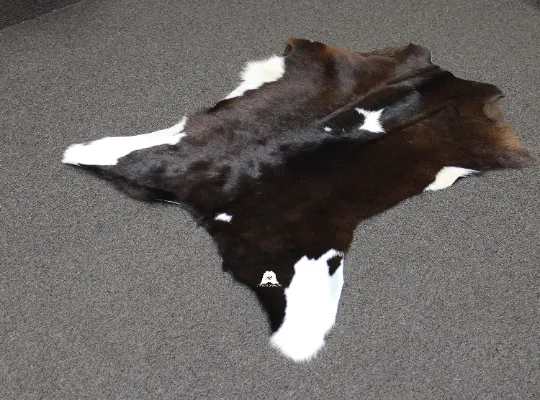 Dark Brown & White  Calfskin Rug Size 3ft x 3ft - Premium Quality Cowhide Rug