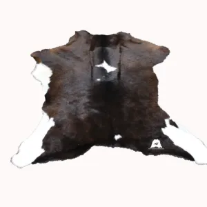 Dark Brown & White  Calfskin Rug Size 3ft x 3ft - Premium Quality Cowhide Rug