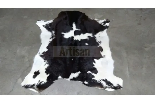 Dark Brown & White Calfskin Rug * Size 3ft x 3ft - Premium Quality Decor Rug