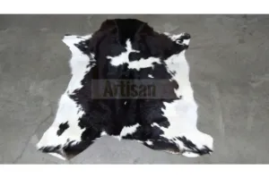 Dark Brown & White Calfskin Rug * Size 3ft x 3ft - Premium Quality Decor Rug