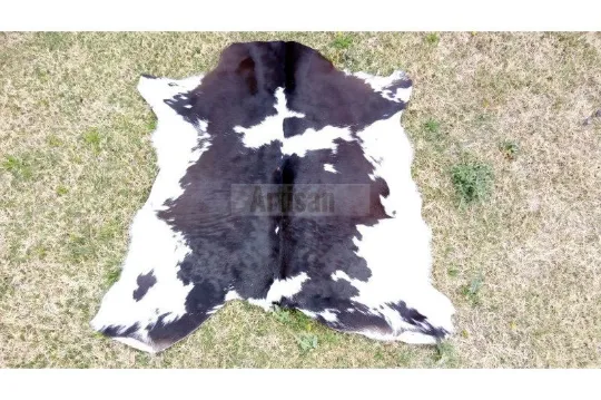 Dark Brown & White Calfskin Rug * Size 3ft x 3ft - Premium Quality Decor Rug
