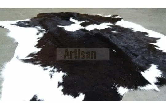 Dark Brown & White Calfskin Rug * Size 3ft x 3ft - Premium Quality Decor Rug