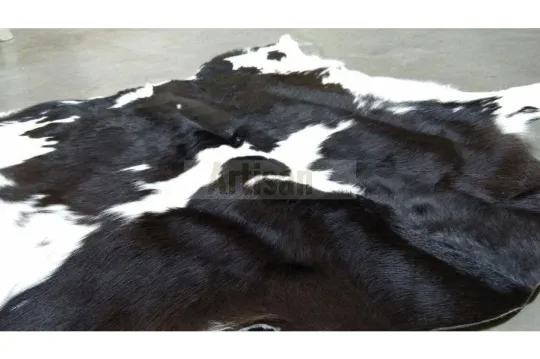 Dark Brown & White Calfskin Rug * Size 3ft x 3ft - Premium Quality Decor Rug
