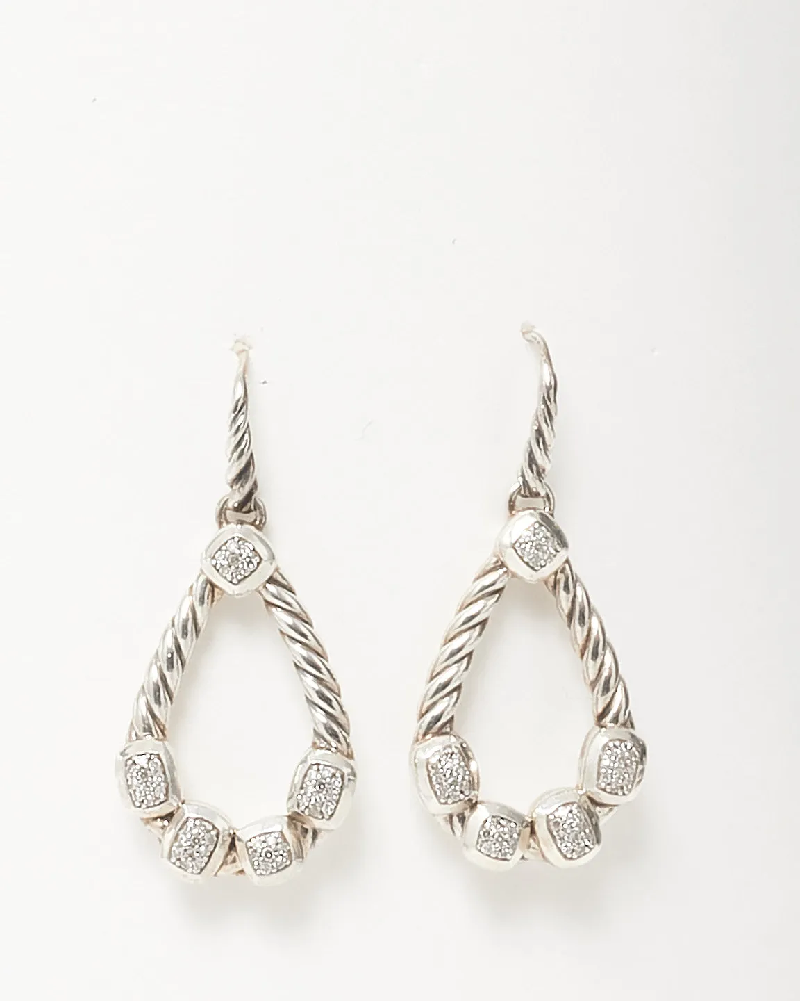 David Yurman Twisted Cable & Pavé Teardrop Earrings