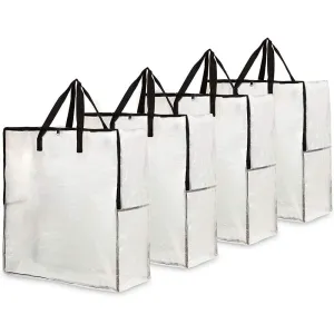 DECO EXPRESS Pack Of 4 Laundry Bags Clear Bags With Zip For Protection
