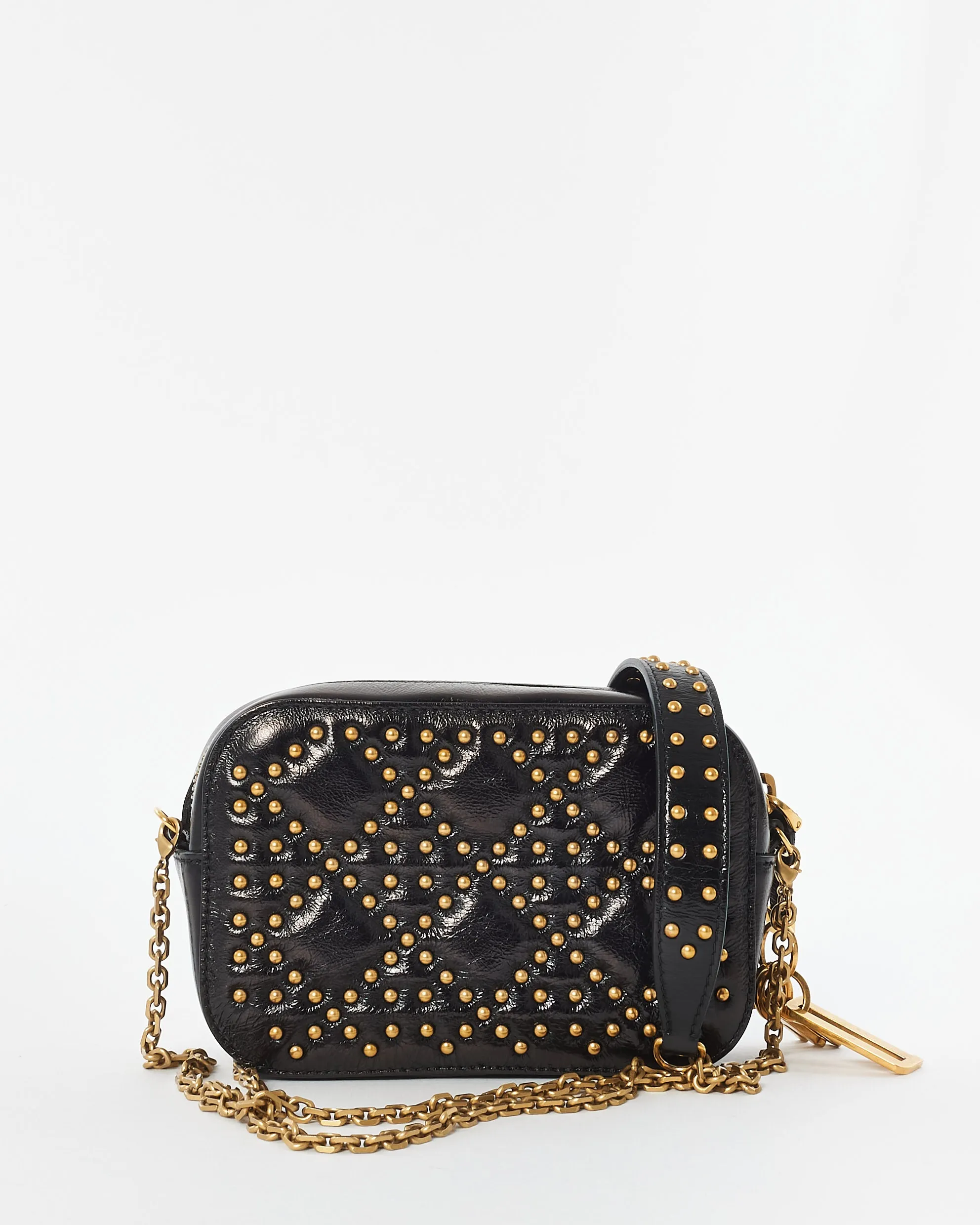Dior Black Leather Studded Cannage Mini Crossbody Bag