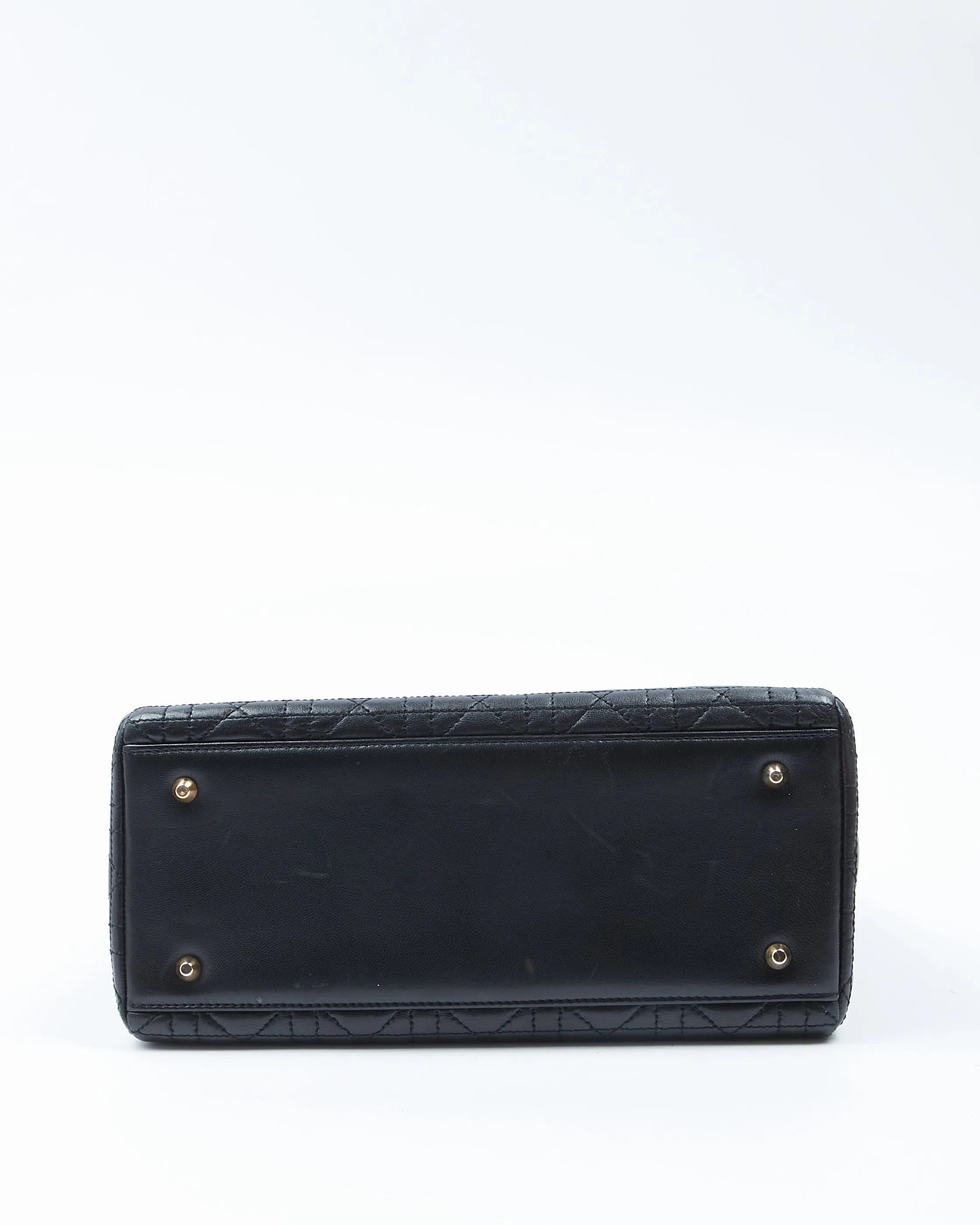 Dior Black Leather Vintage Cannage Medium Lady Dior Bag