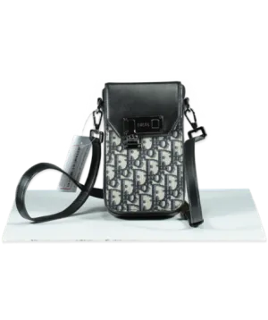 Dior Black Monogram Oblique Cross Body Pouch Bag