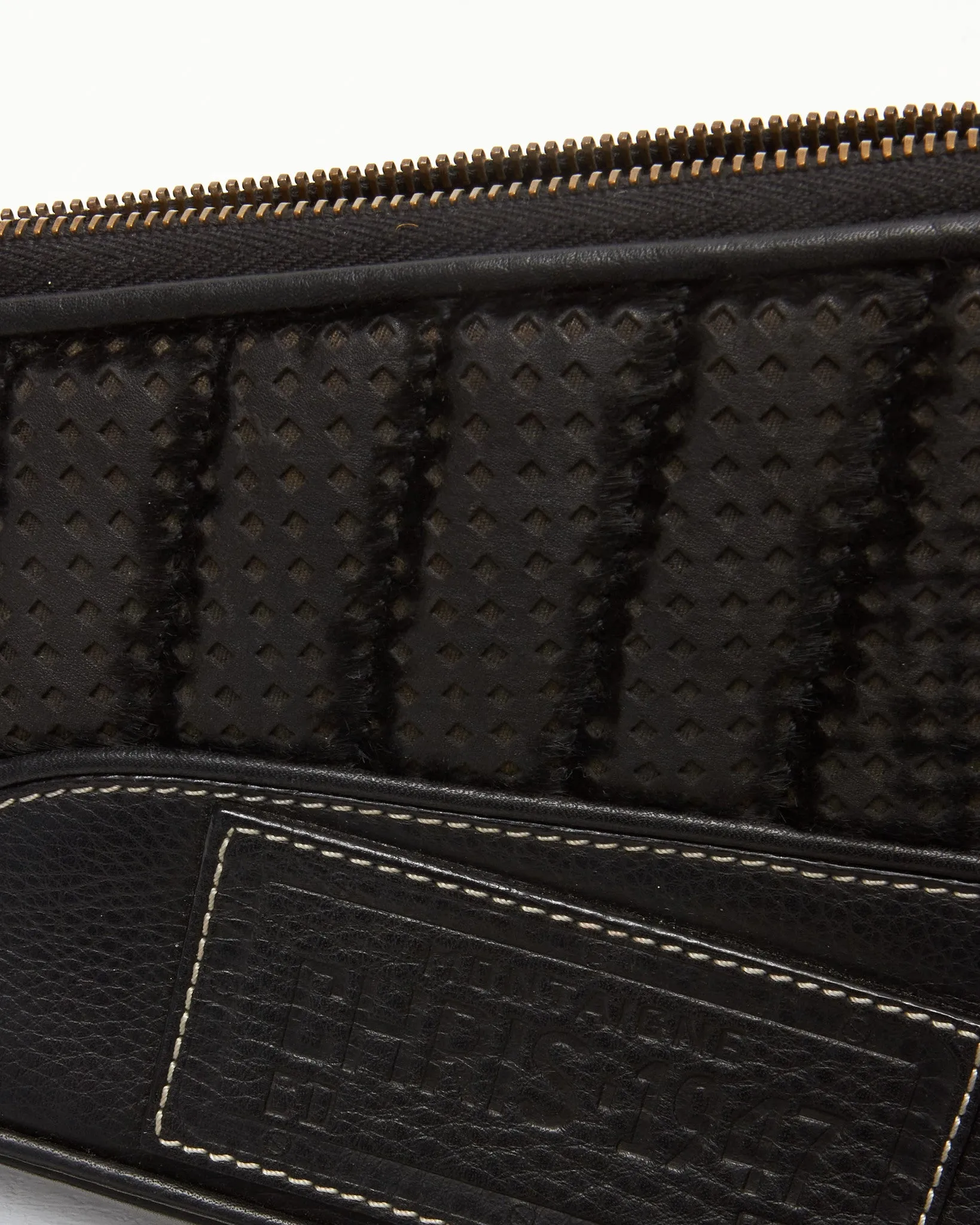 Dior Black Perforated Leather 1974 Montaigne Saddle Pochette Shoulder Bag