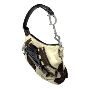 Dior Cow Print Logo Hardware Shoulder Bag