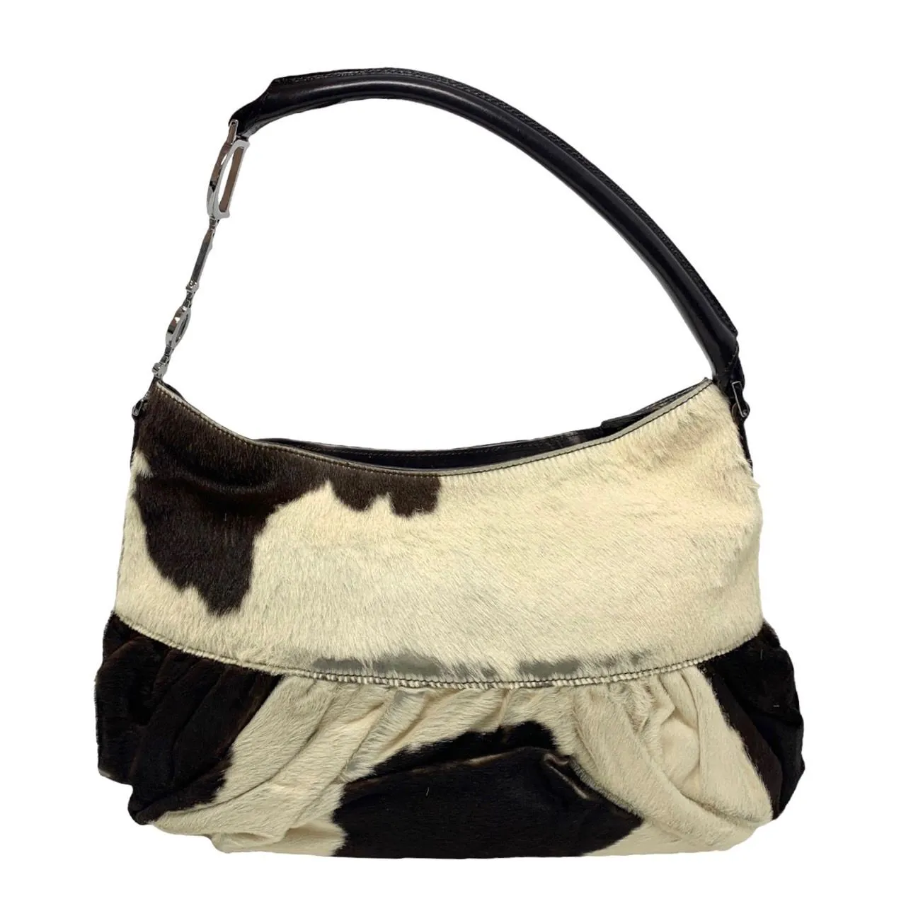 Dior Cow Print Logo Hardware Shoulder Bag