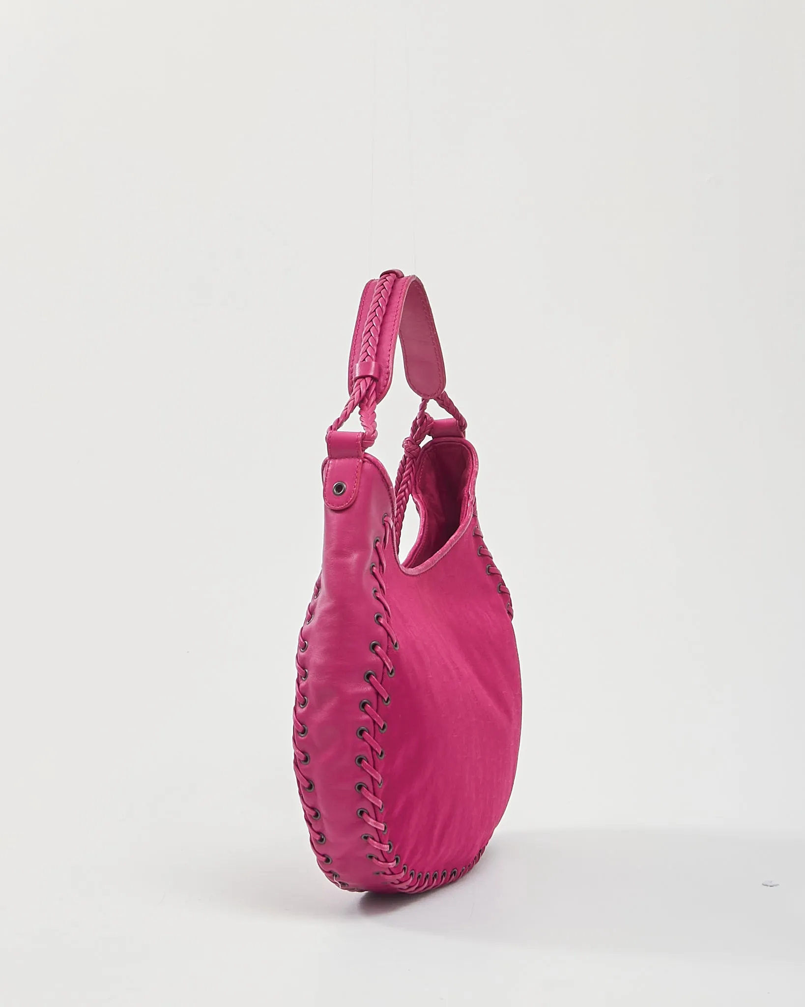 Dior Fuchsia Fabric/Leather Oblique Shoulder Bag