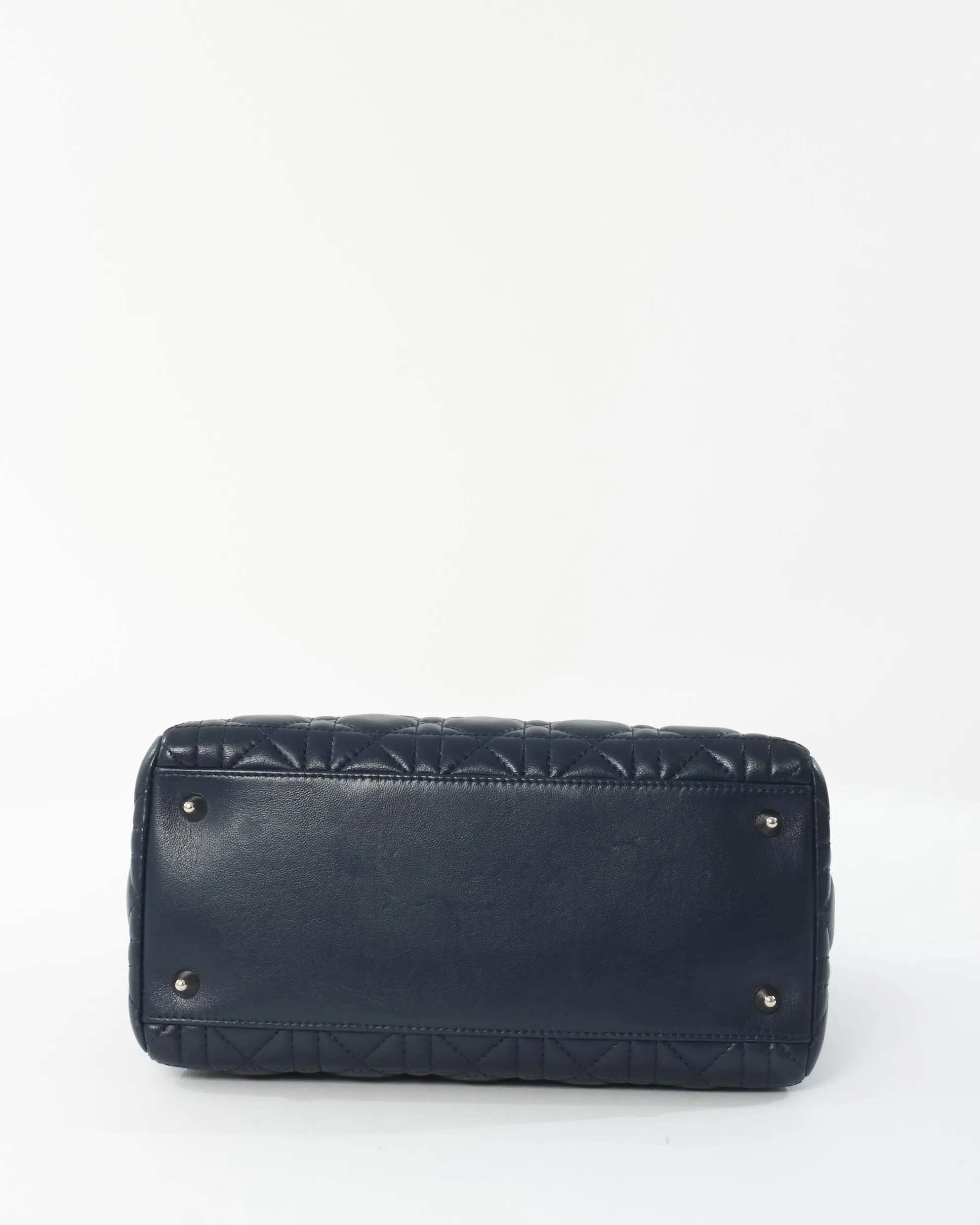Dior Navy Lambskin Leather Medium Lady Dior Bag