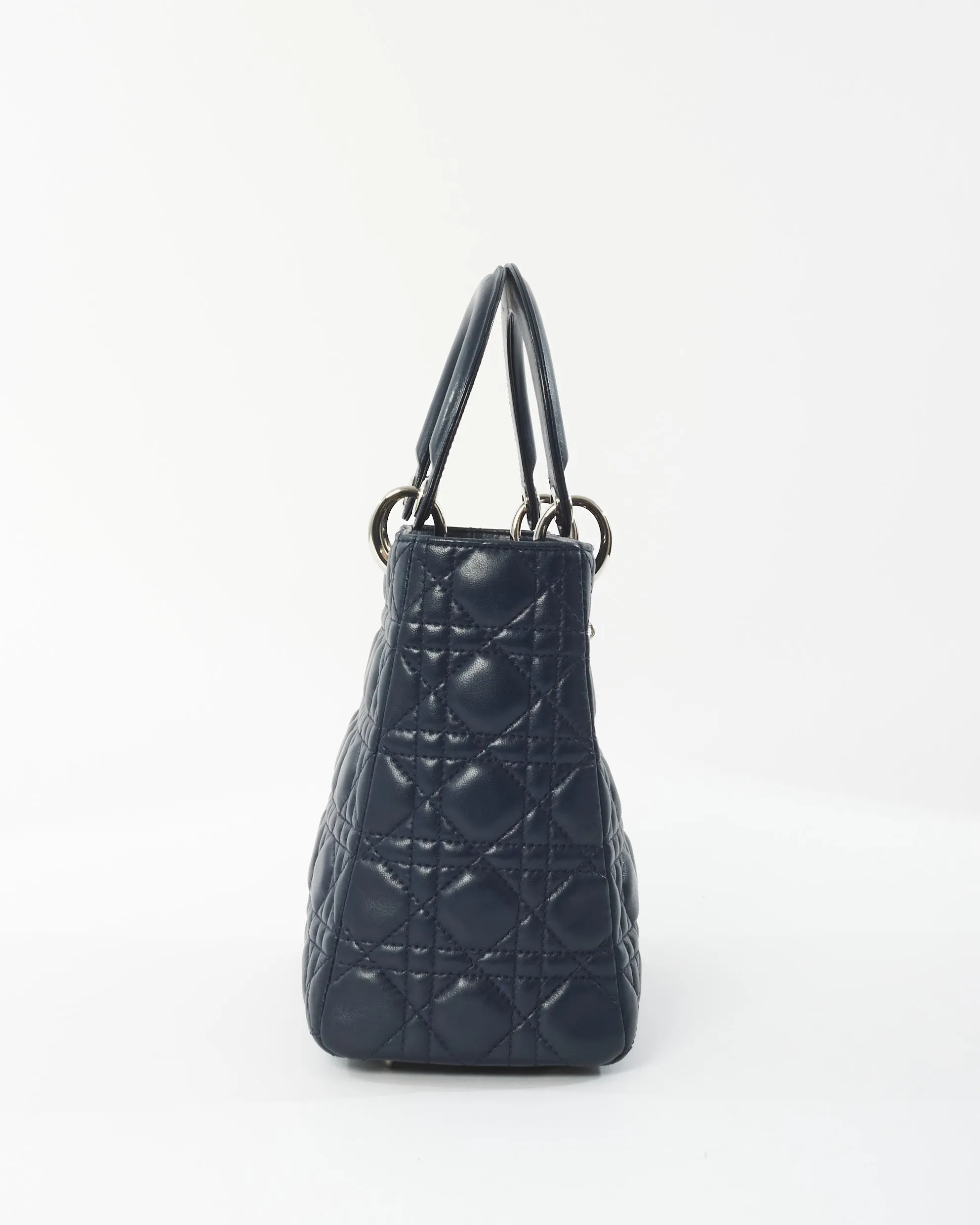 Dior Navy Lambskin Leather Medium Lady Dior Bag