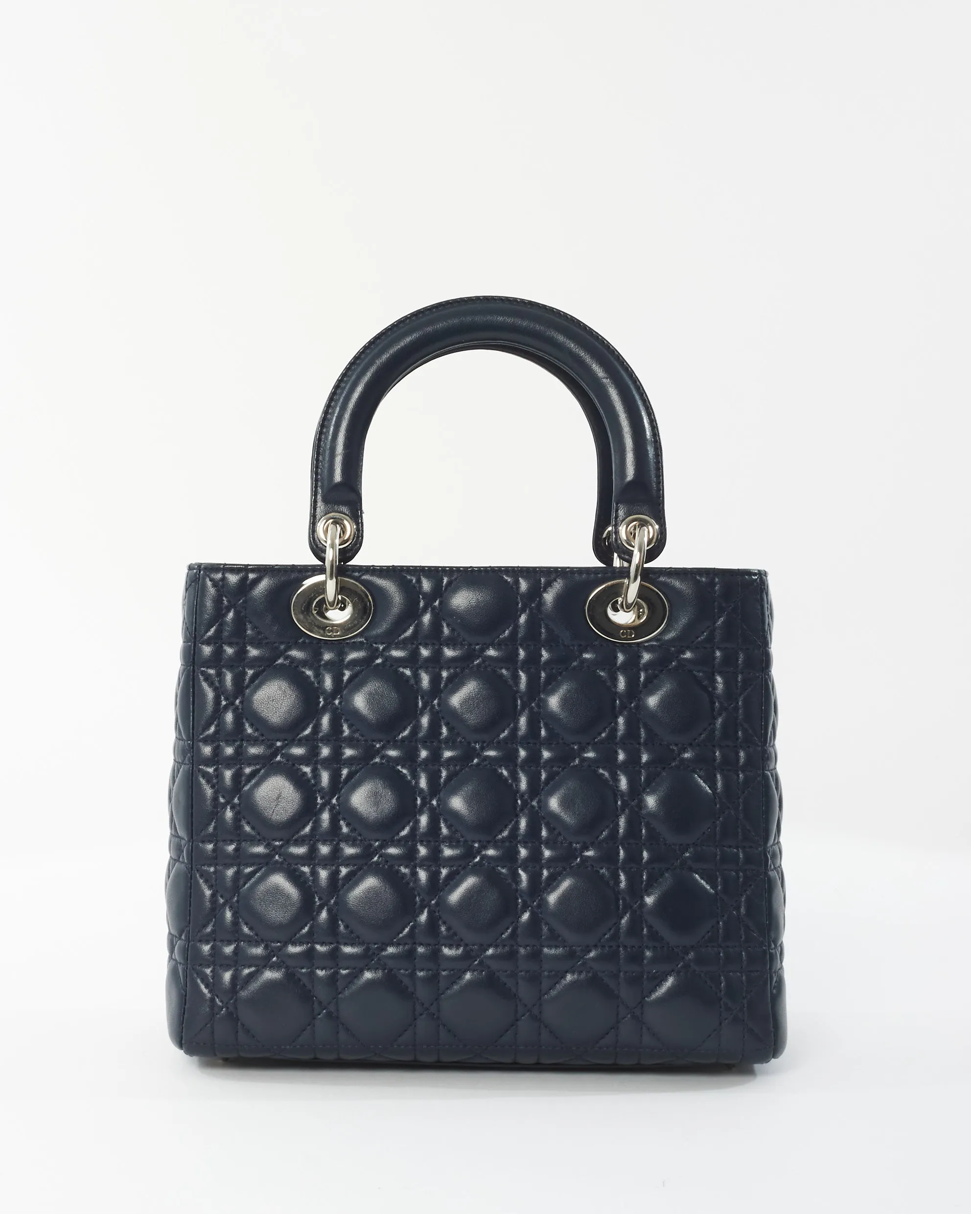 Dior Navy Lambskin Leather Medium Lady Dior Bag