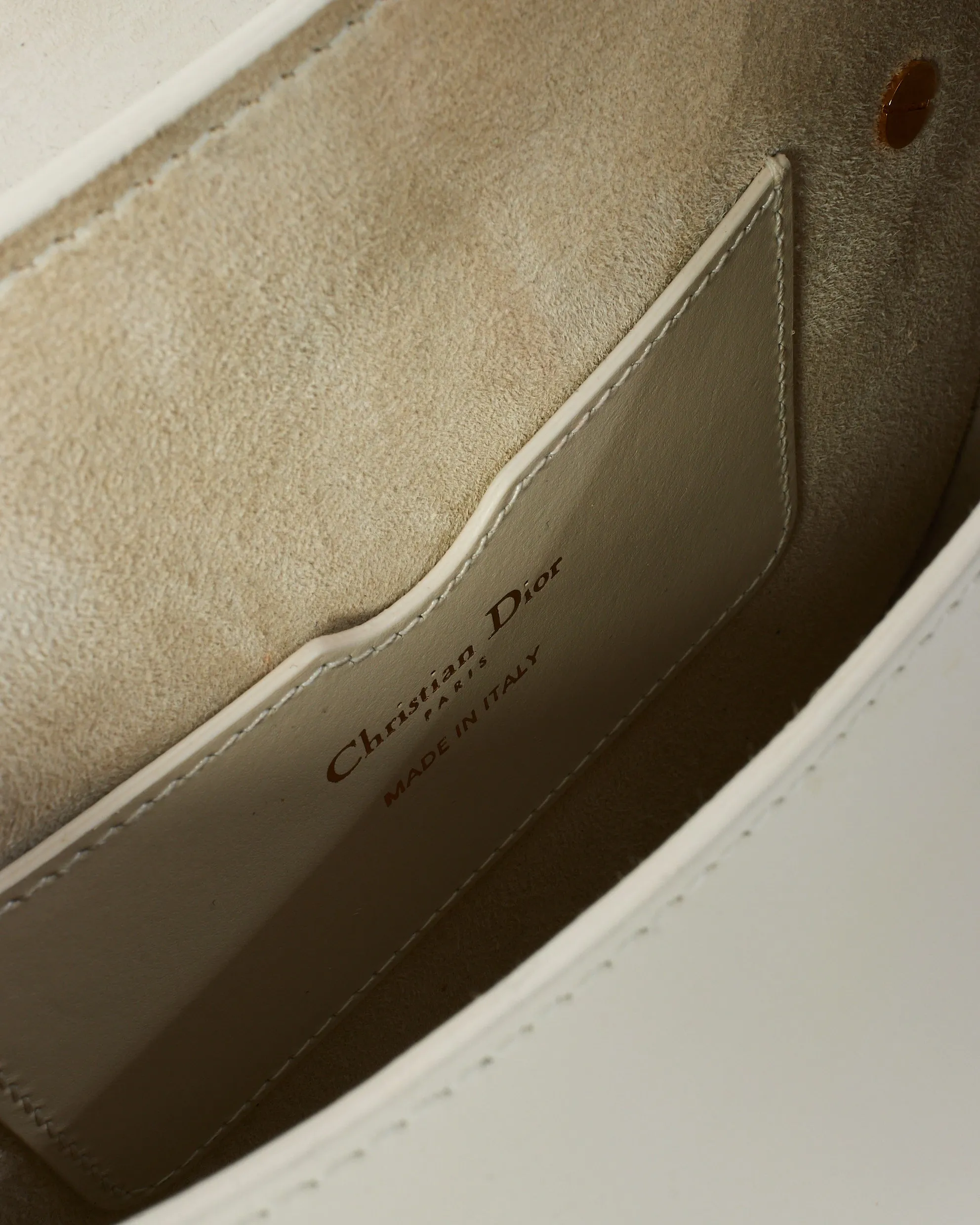 Dior Off White Smooth Leather Medium Bobby Bag