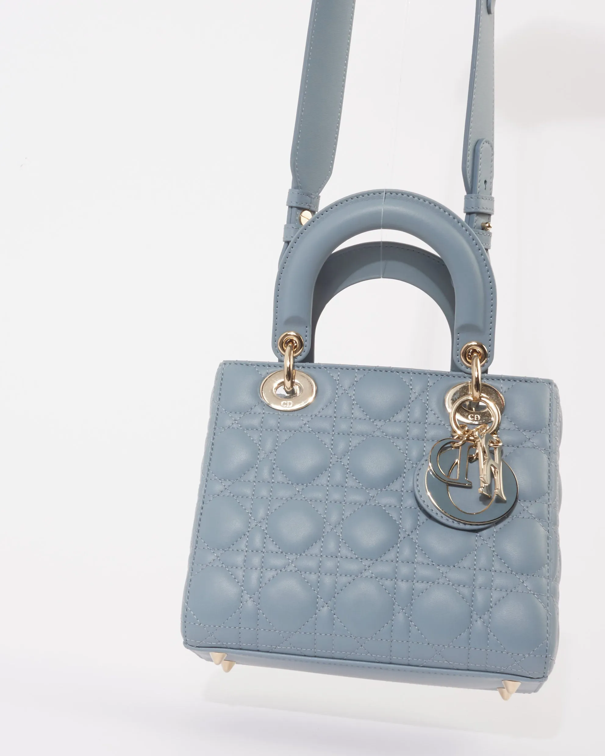 Dior Slate Blue Cannage Lambskin Leather Small Lady Dior Bag
