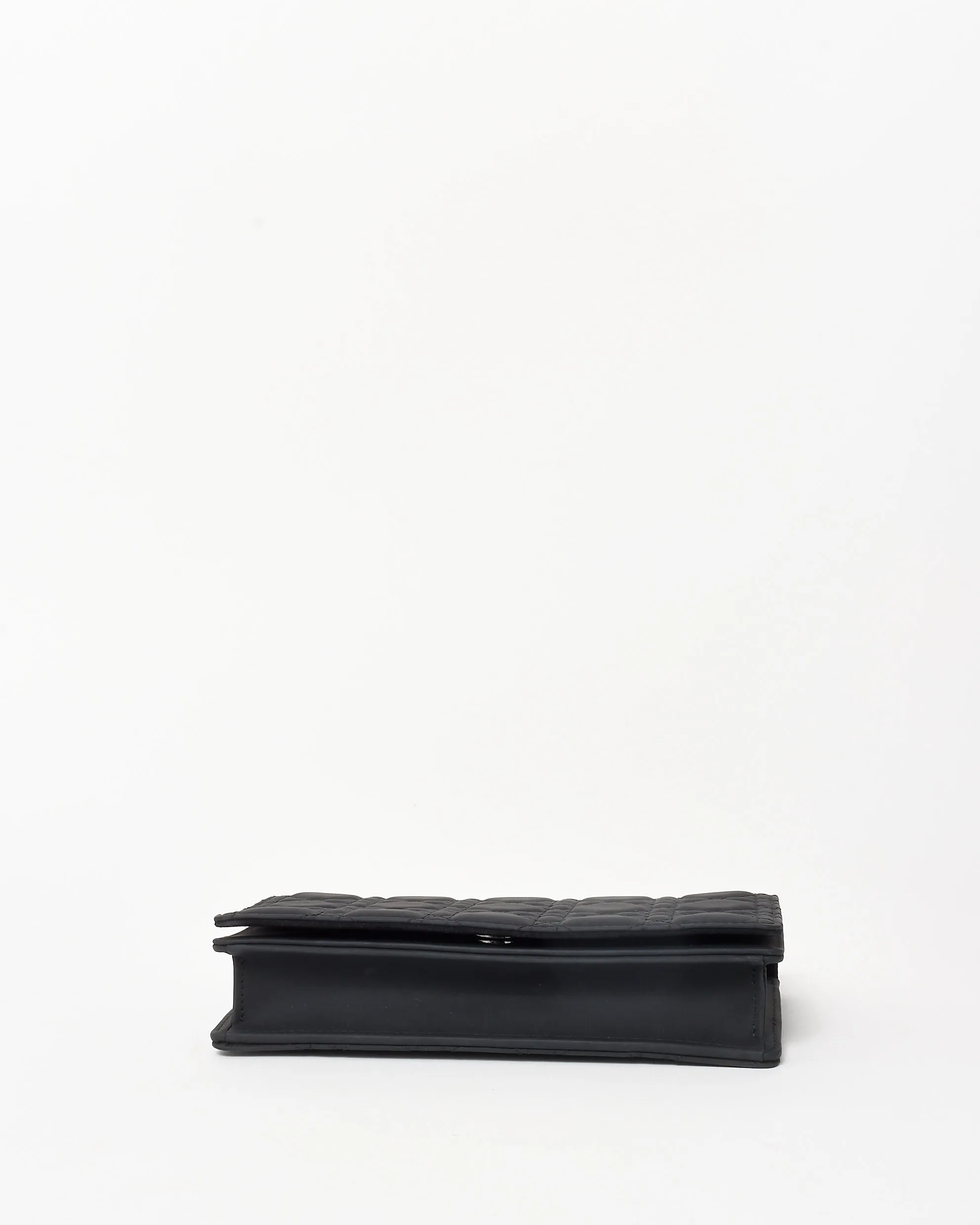 Dior So Black Ultra Matte Leather Cannage Wallet On Chain W/Out Charms