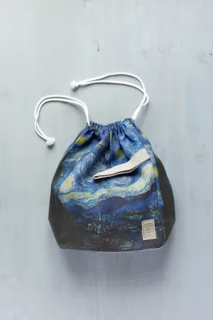 Drawstring bag Vincent van Gogh Starry Night Inspired Knitting Bag - Large Drawstring Pouch for Projects for Crafters