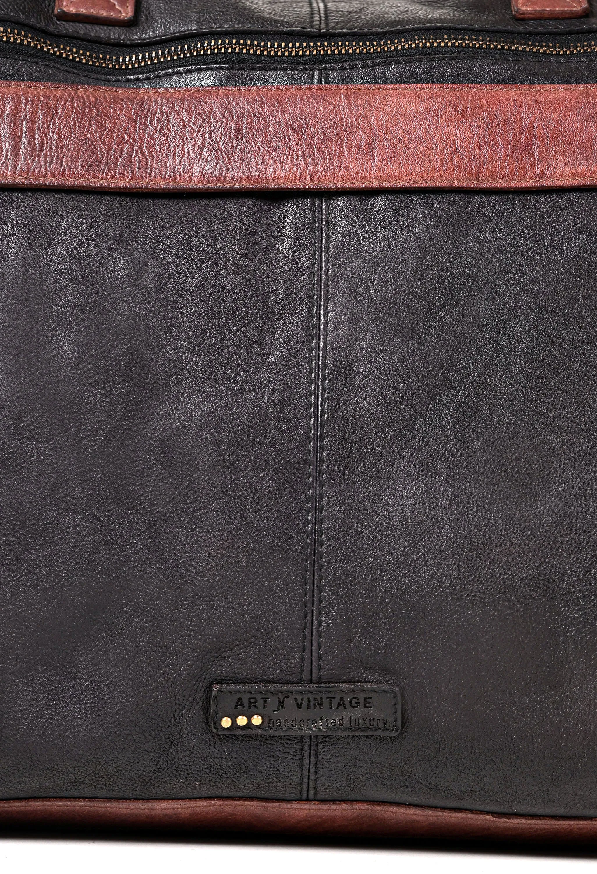 Drifter: Real Leather Black Duffle Bag by Art N Vintage