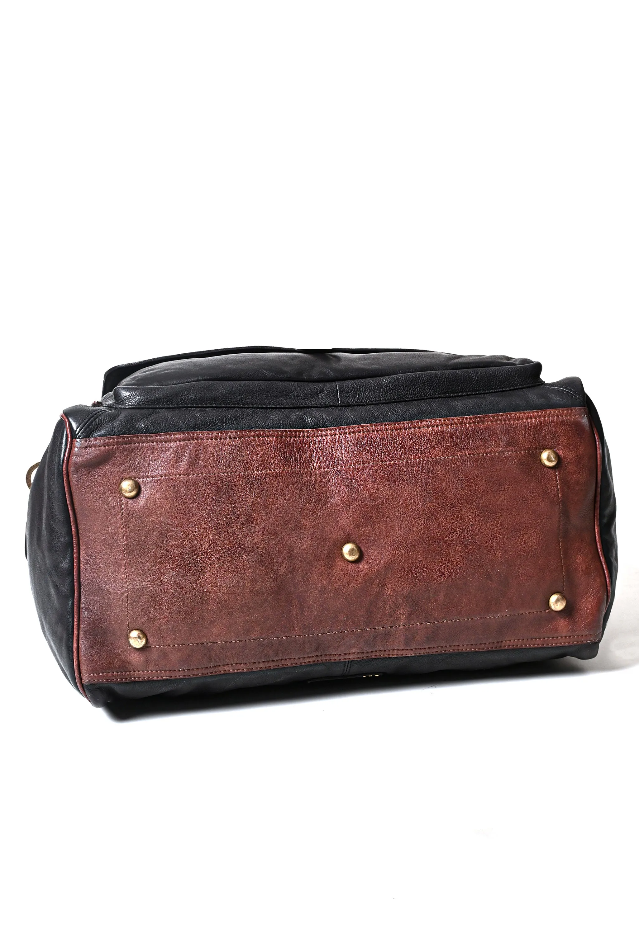 Drifter: Real Leather Black Duffle Bag by Art N Vintage