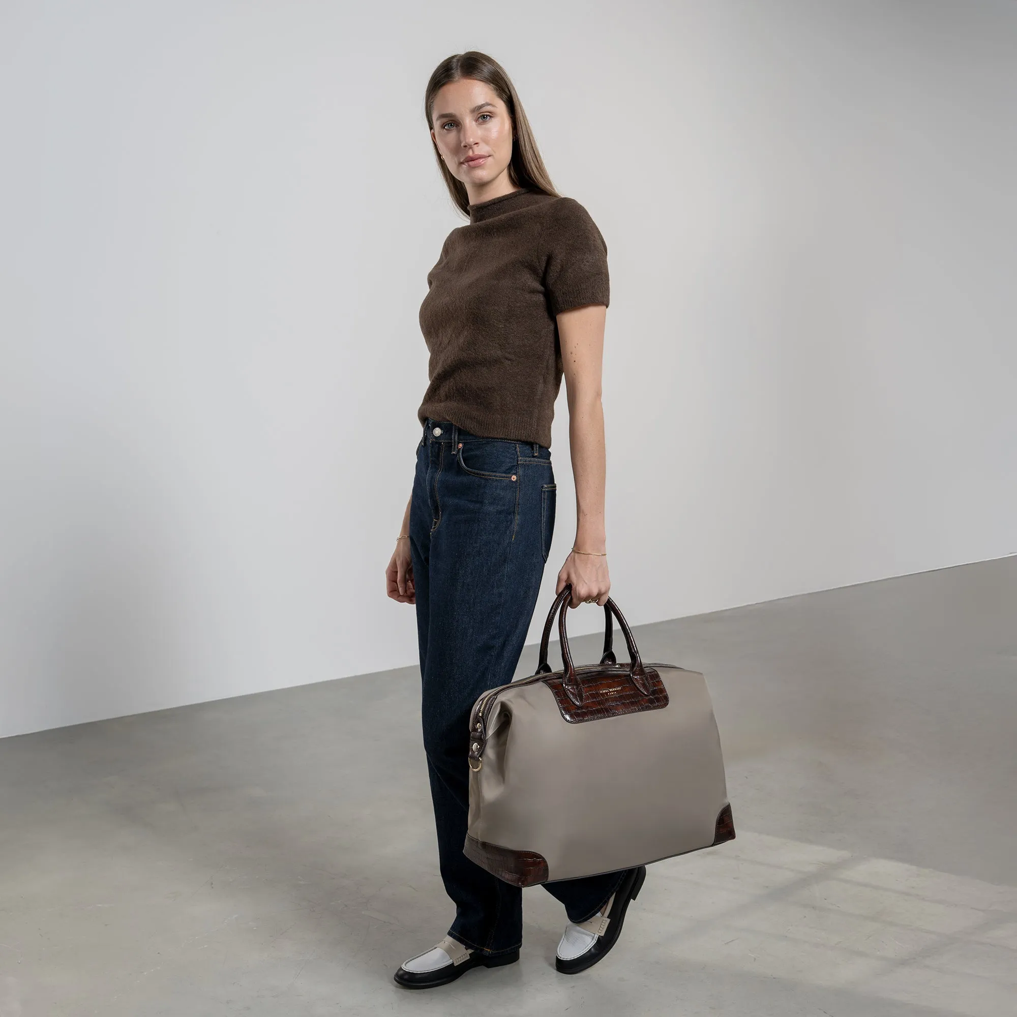 Du Louvre Celie taupe weekend bag small