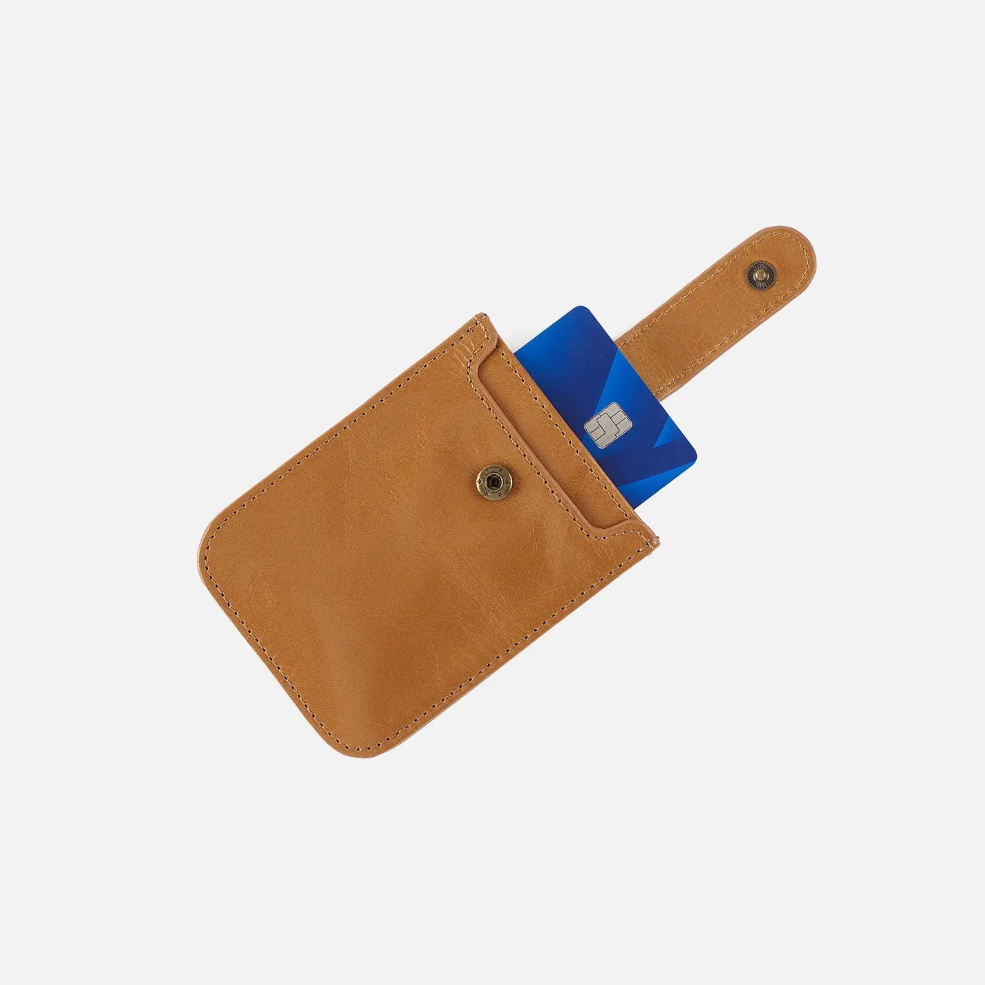 Dunn Card Case In Polished Leather - Natural