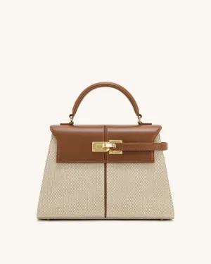 Elise Large Top Handle Bag - Brown Canvas