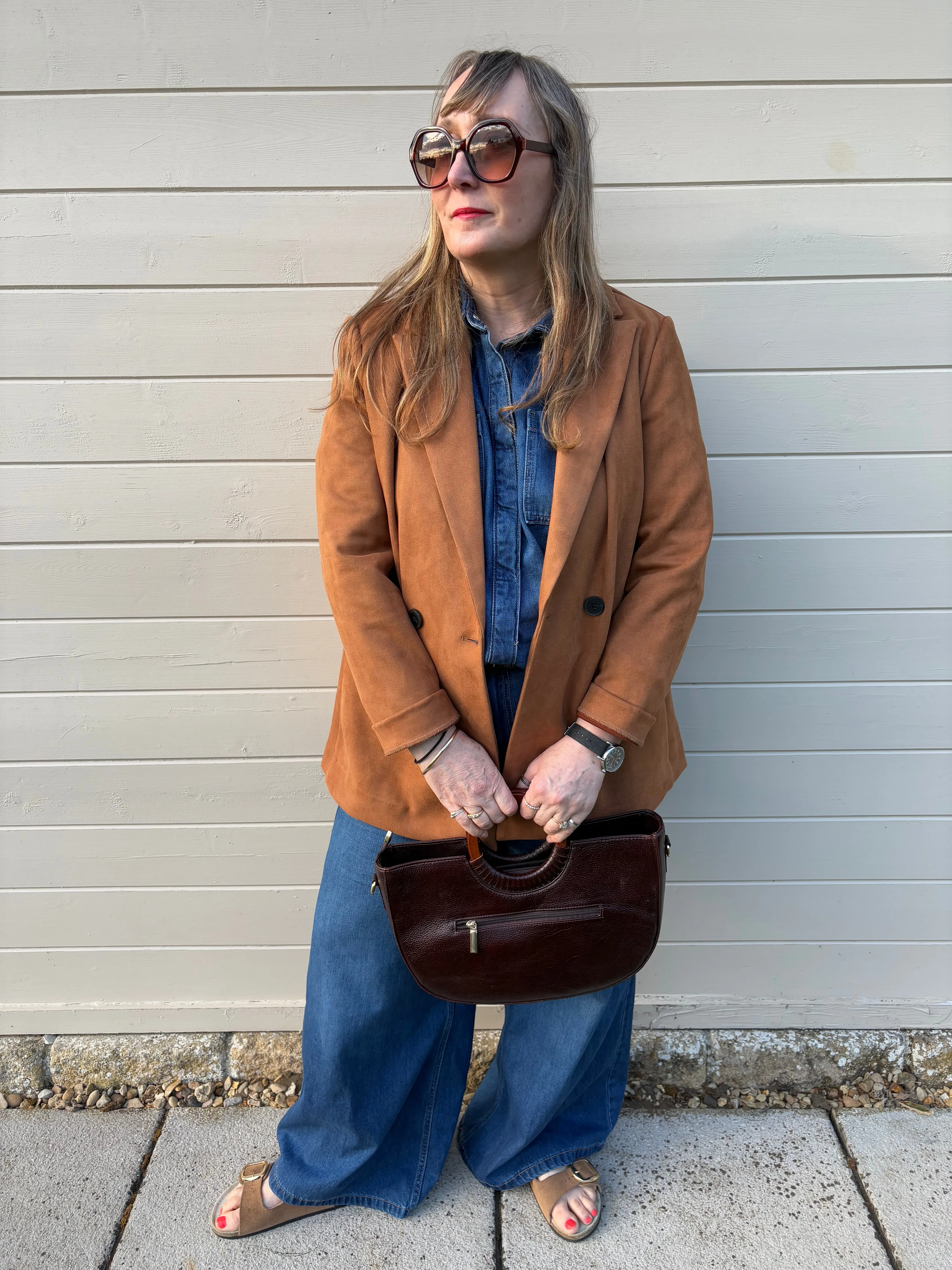 Ella  - Recycled Leather Brown Shopper