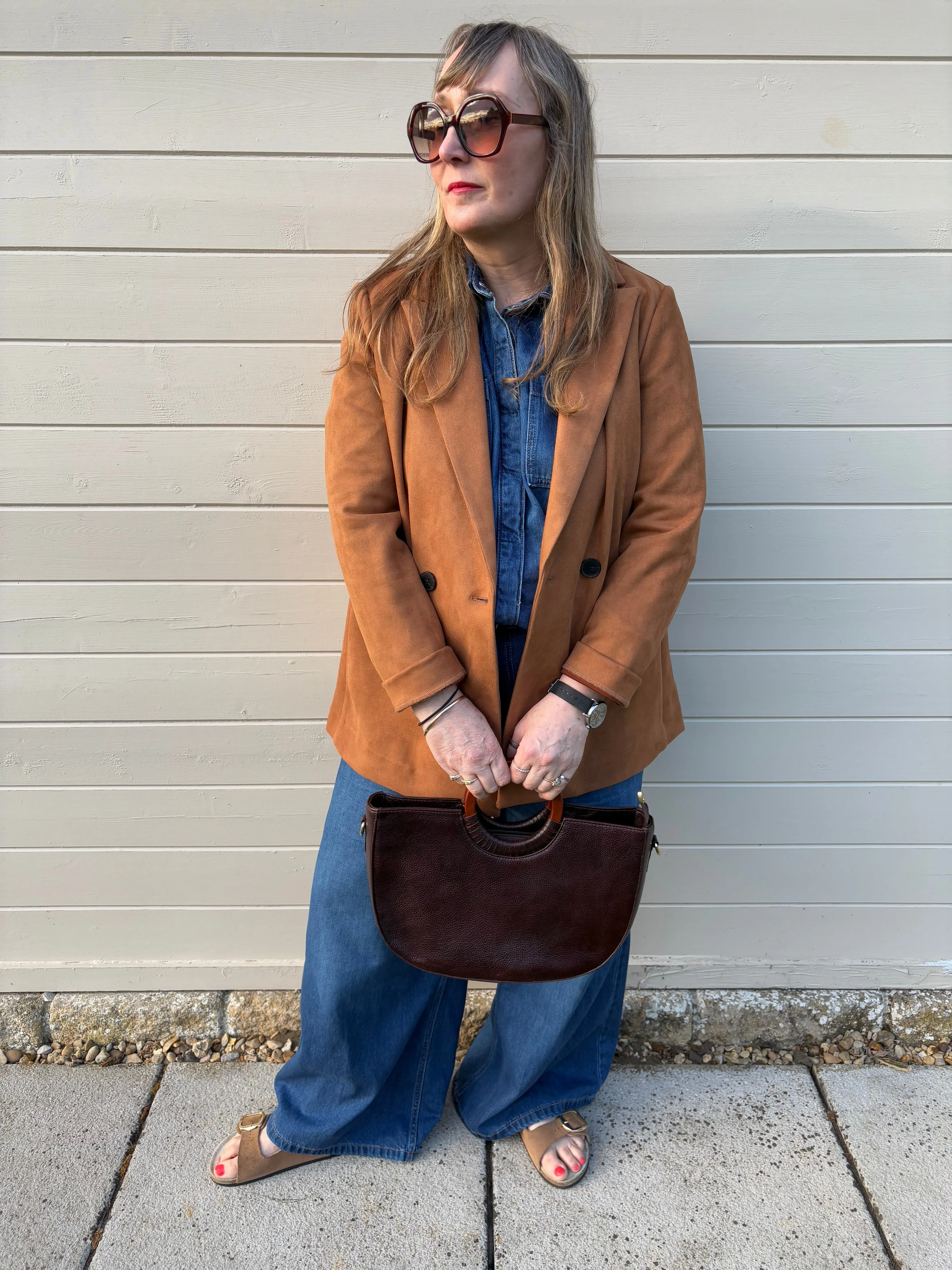 Ella  - Recycled Leather Brown Shopper