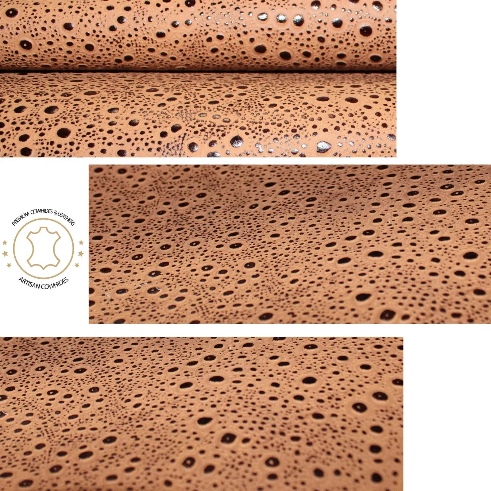 Embossed LEATHER Sheets, Rain Drops Embossed Leather Tan Brown |12"x12", 12"x18", 24"x24" Precuts Sheets for Crafts- Rain Drops design
