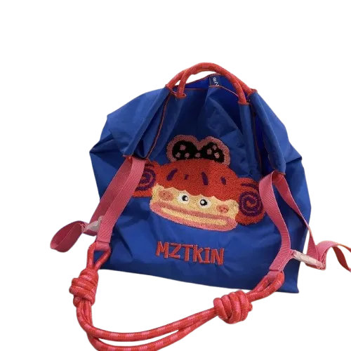 Embroidery Tote Bags Shopping Bag Cute Large Capacity, Mouth Girl
