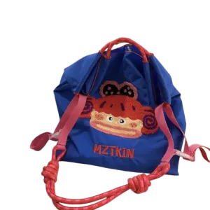 Embroidery Tote Bags Shopping Bag Cute Large Capacity, Mouth Girl