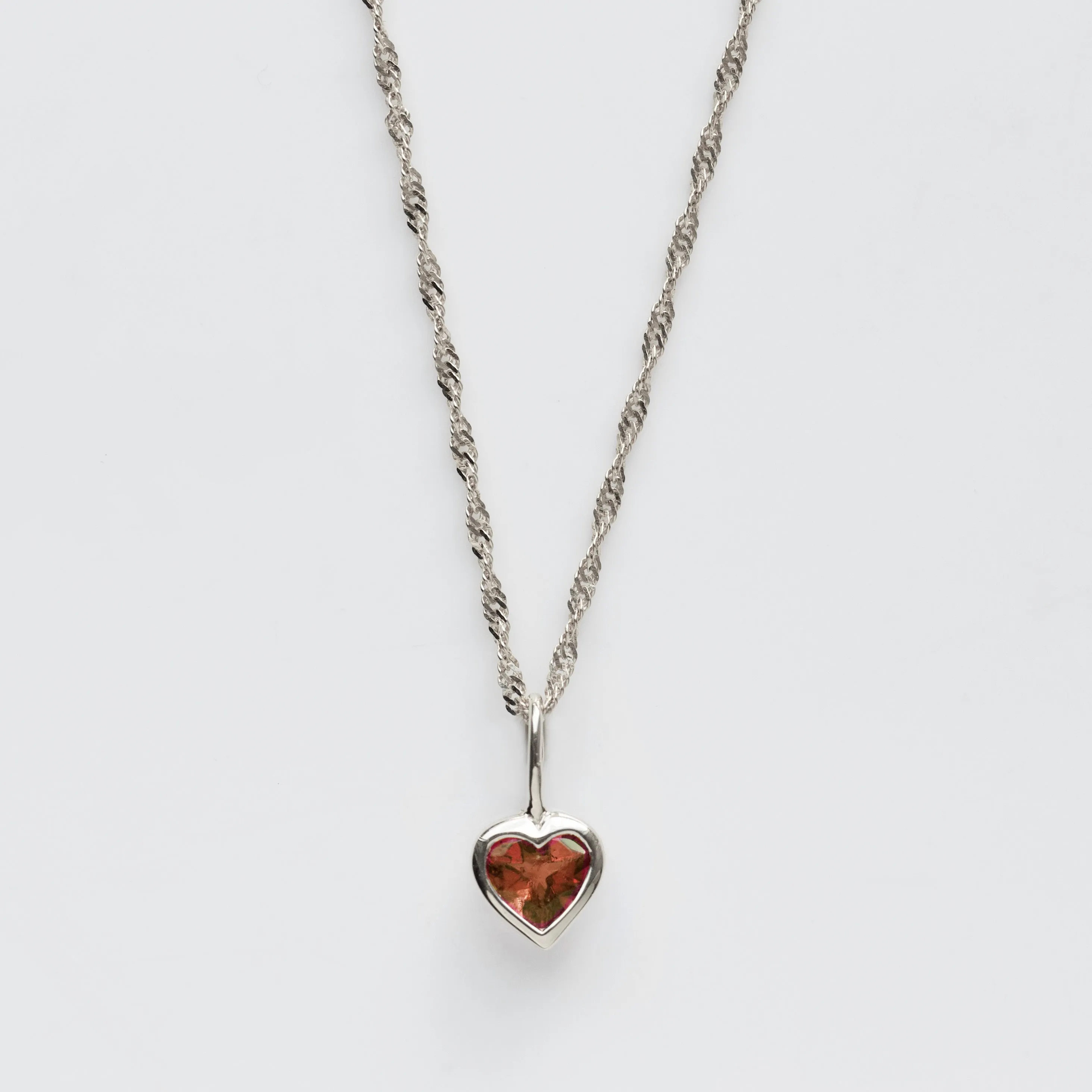 Exclusive Dark Pink Tourmaline Heart Necklace