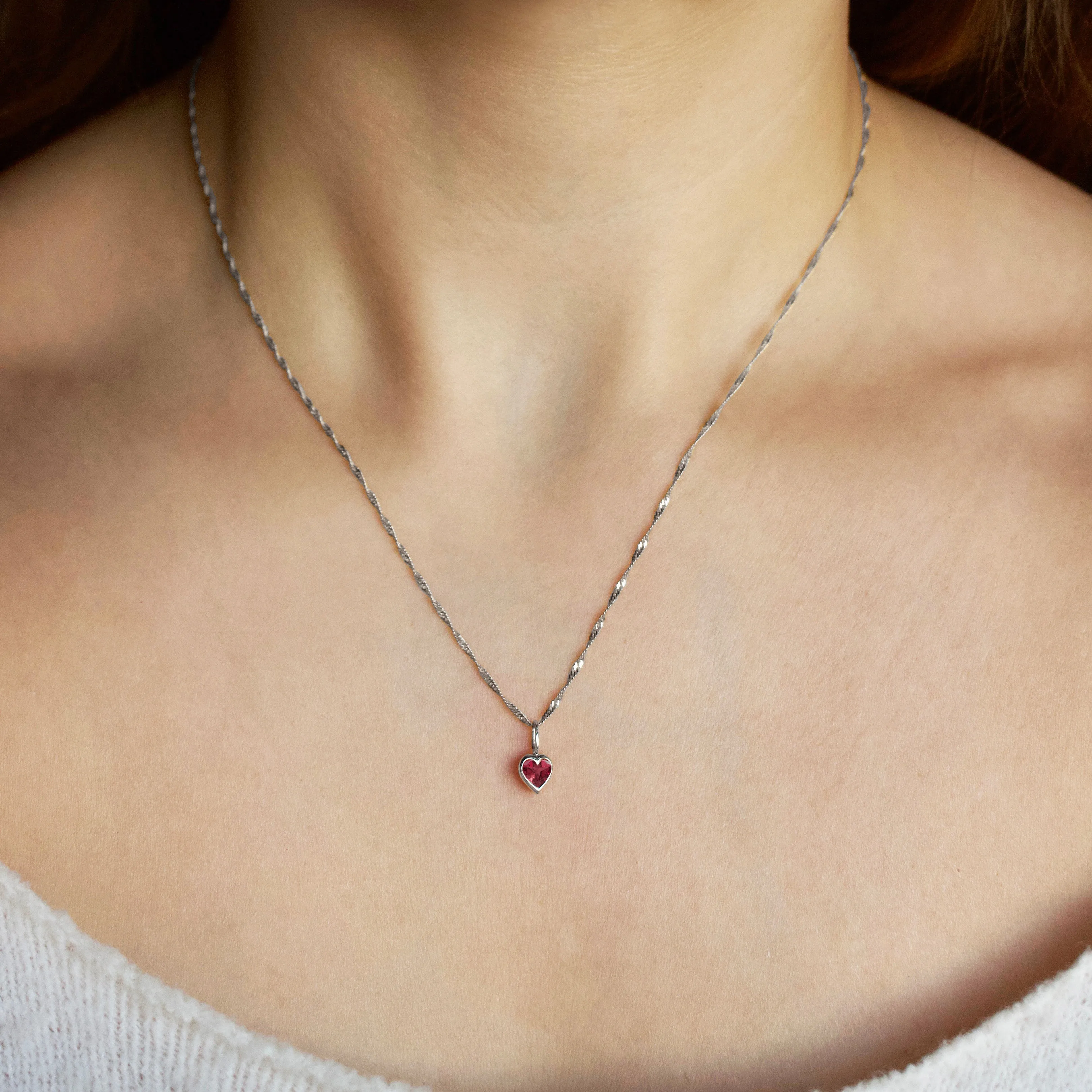 Exclusive Dark Pink Tourmaline Heart Necklace