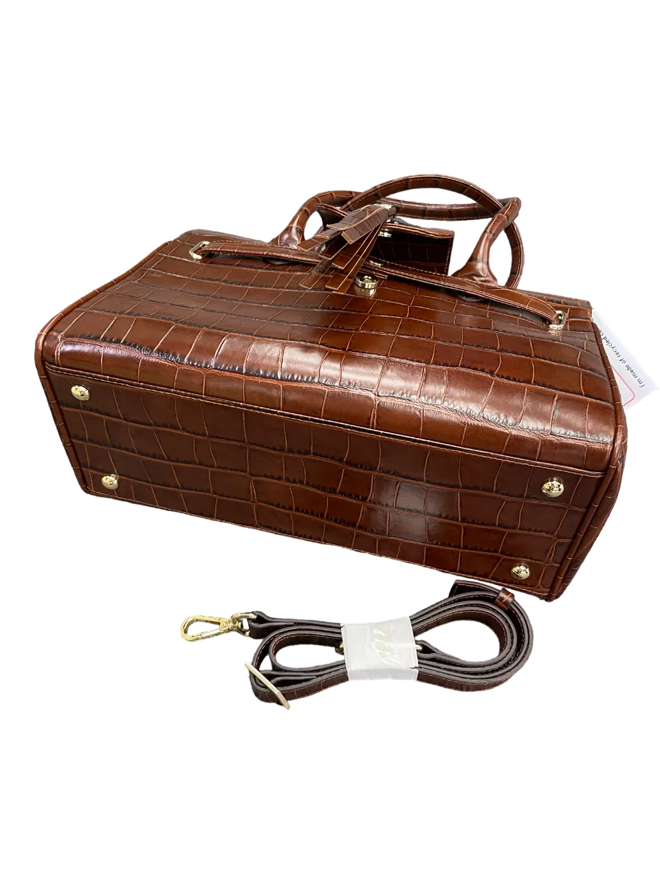 Fairfax & Favor Brown Croc Embossed Large Leather Windsor Bag