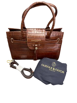 Fairfax & Favor Brown Croc Embossed Large Leather Windsor Bag