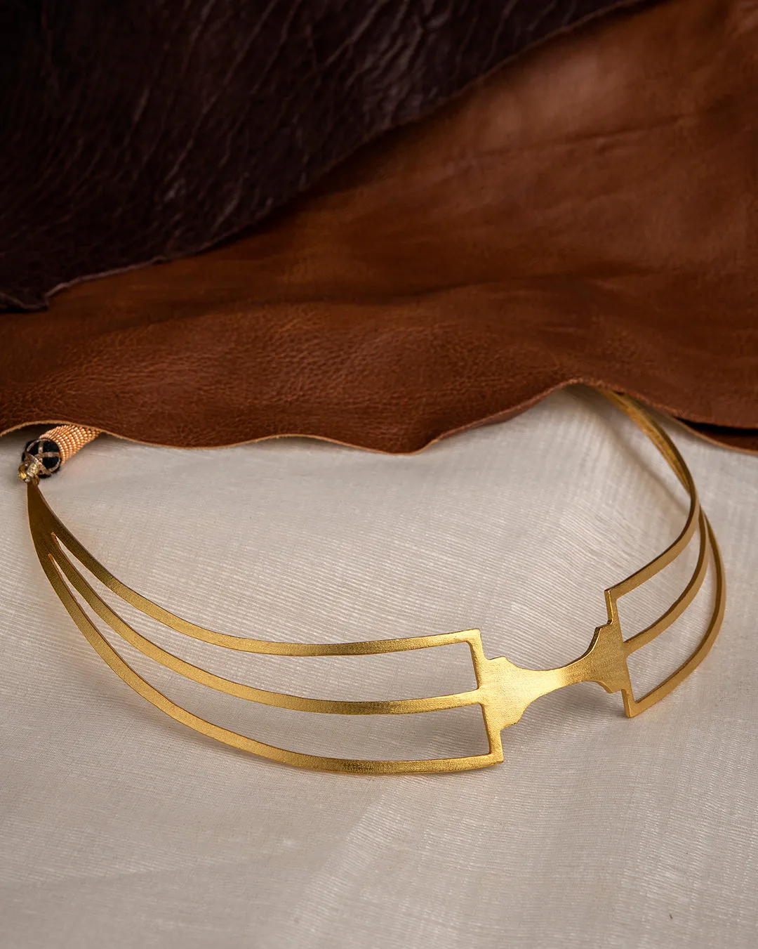 Fashion Jewellery-24K Gold plated Brass-Necklace Dagger Choker Neckpiece-Gold-R2024-13-NP-Fashion Edit Rumri Jewellery