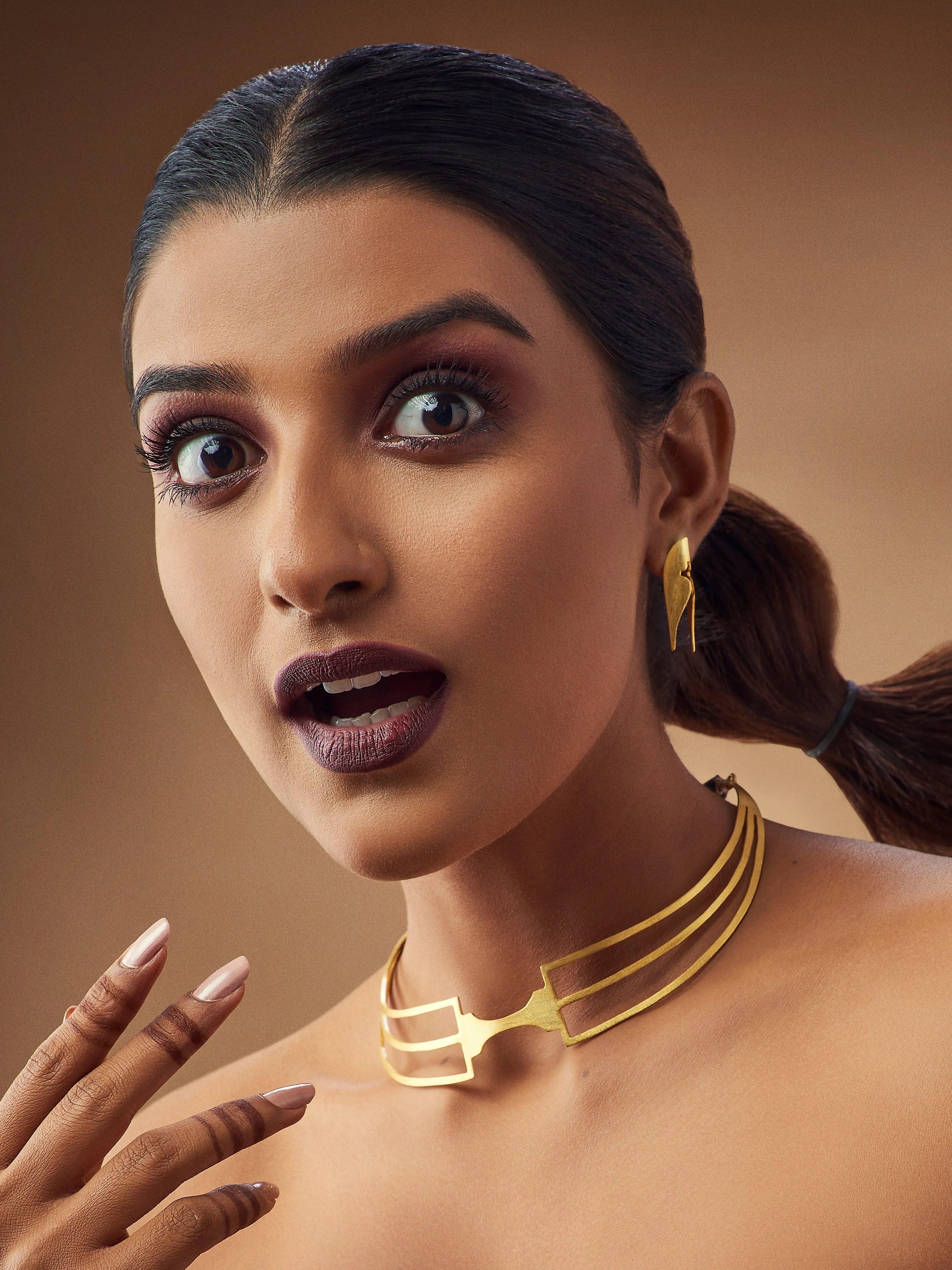 Fashion Jewellery-24K Gold plated Brass-Necklace Dagger Choker Neckpiece-Gold-R2024-13-NP-Fashion Edit Rumri Jewellery
