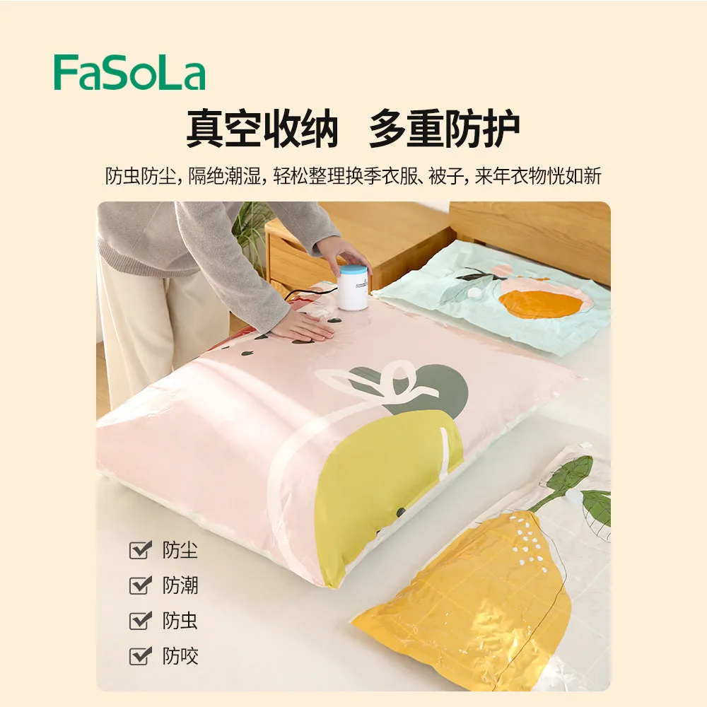 FaSoLa Fruit Print Compression Bags - Persimmon Design, Small Size, 40x60cm, 2 Pieces