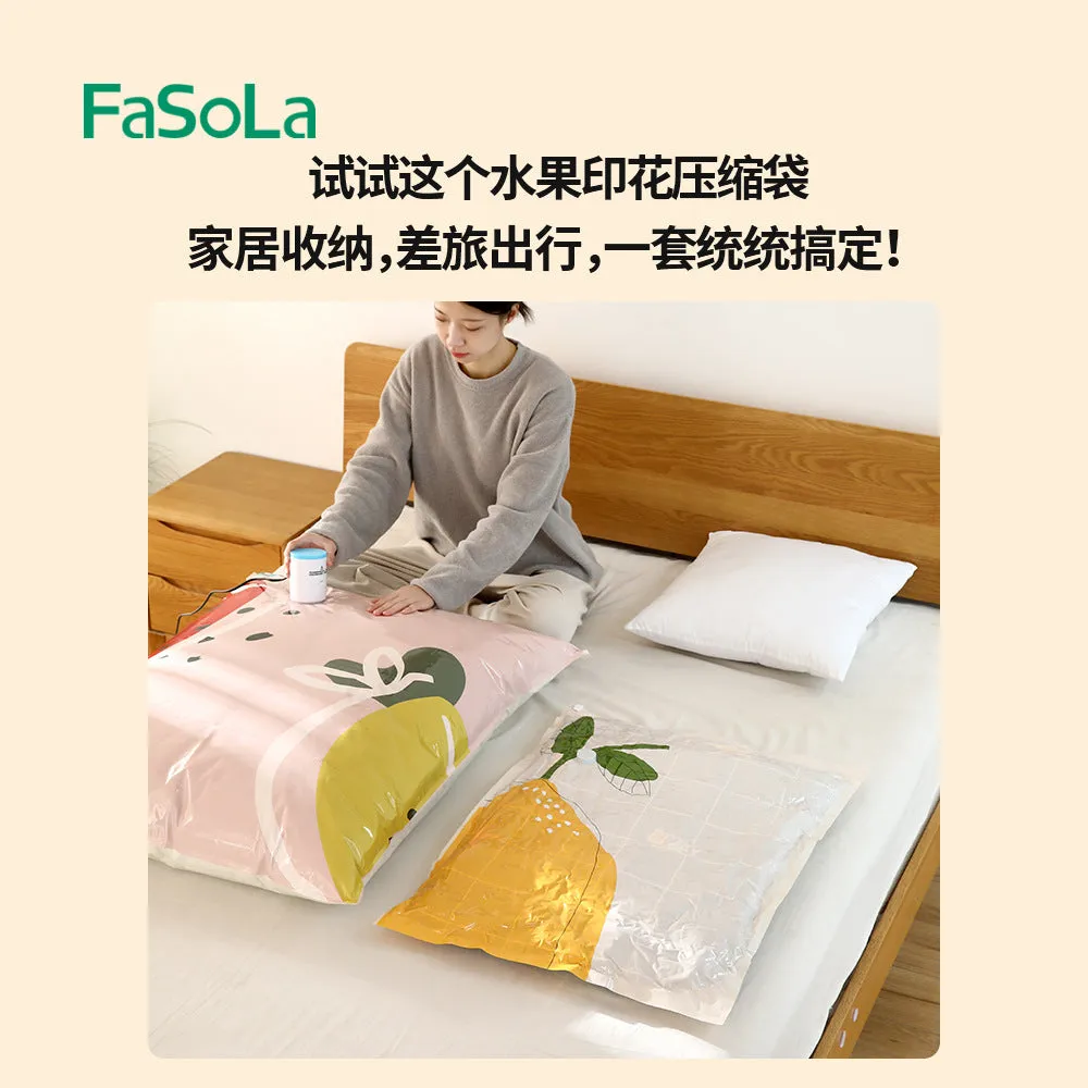 FaSoLa Fruit Print Compression Bags - Persimmon Design, Small Size, 40x60cm, 2 Pieces