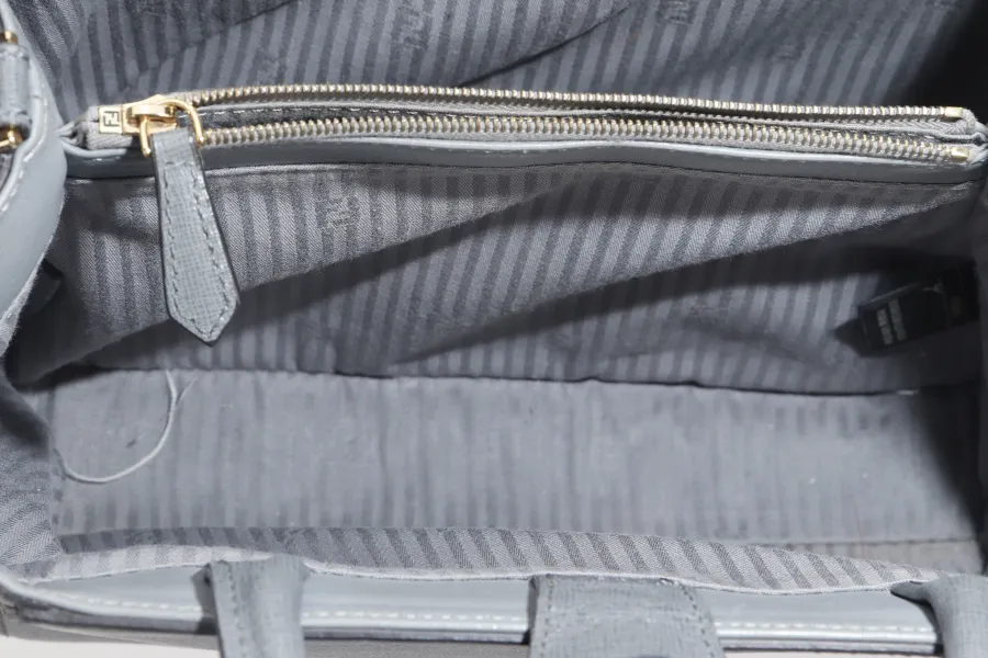 FENDI 2JOURS PETITE (8BH253-D7E-158-0501) GRAY CANVAS LEATHER GOLD HARDWARE NO DUST COVER AND NO BOX