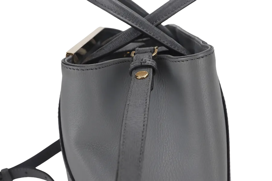 FENDI 2JOURS PETITE (8BH253-D7E-158-0501) GRAY CANVAS LEATHER GOLD HARDWARE NO DUST COVER AND NO BOX