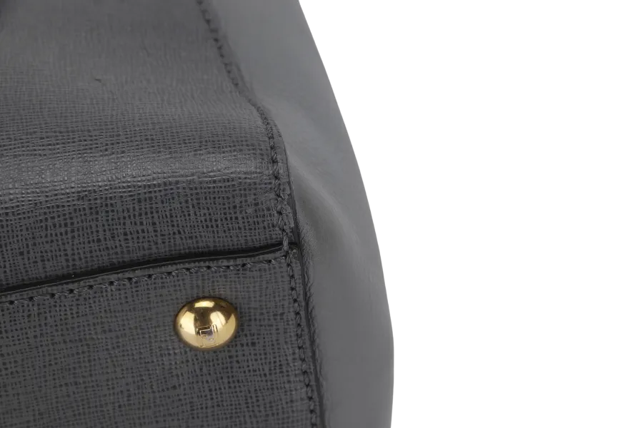 FENDI 2JOURS PETITE (8BH253-D7E-158-0501) GRAY CANVAS LEATHER GOLD HARDWARE NO DUST COVER AND NO BOX