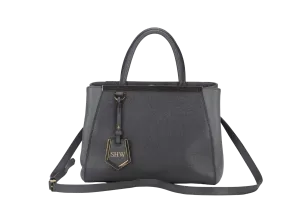 FENDI 2JOURS PETITE (8BH253-D7E-158-0501) GRAY CANVAS LEATHER GOLD HARDWARE NO DUST COVER AND NO BOX