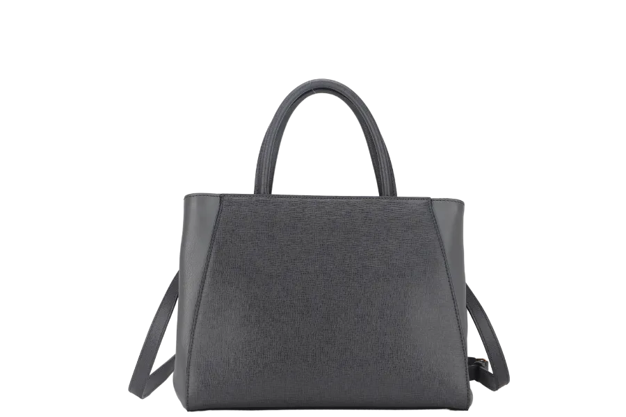 FENDI 2JOURS PETITE (8BH253-D7E-158-0501) GRAY CANVAS LEATHER GOLD HARDWARE NO DUST COVER AND NO BOX