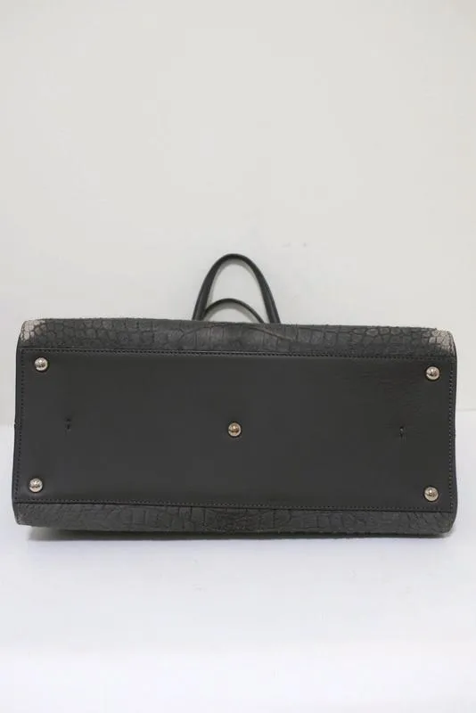 Fendi 3Jours Satchel Gray Croc-Embossed Calf Hair & Leather Extra Large Tote Bag