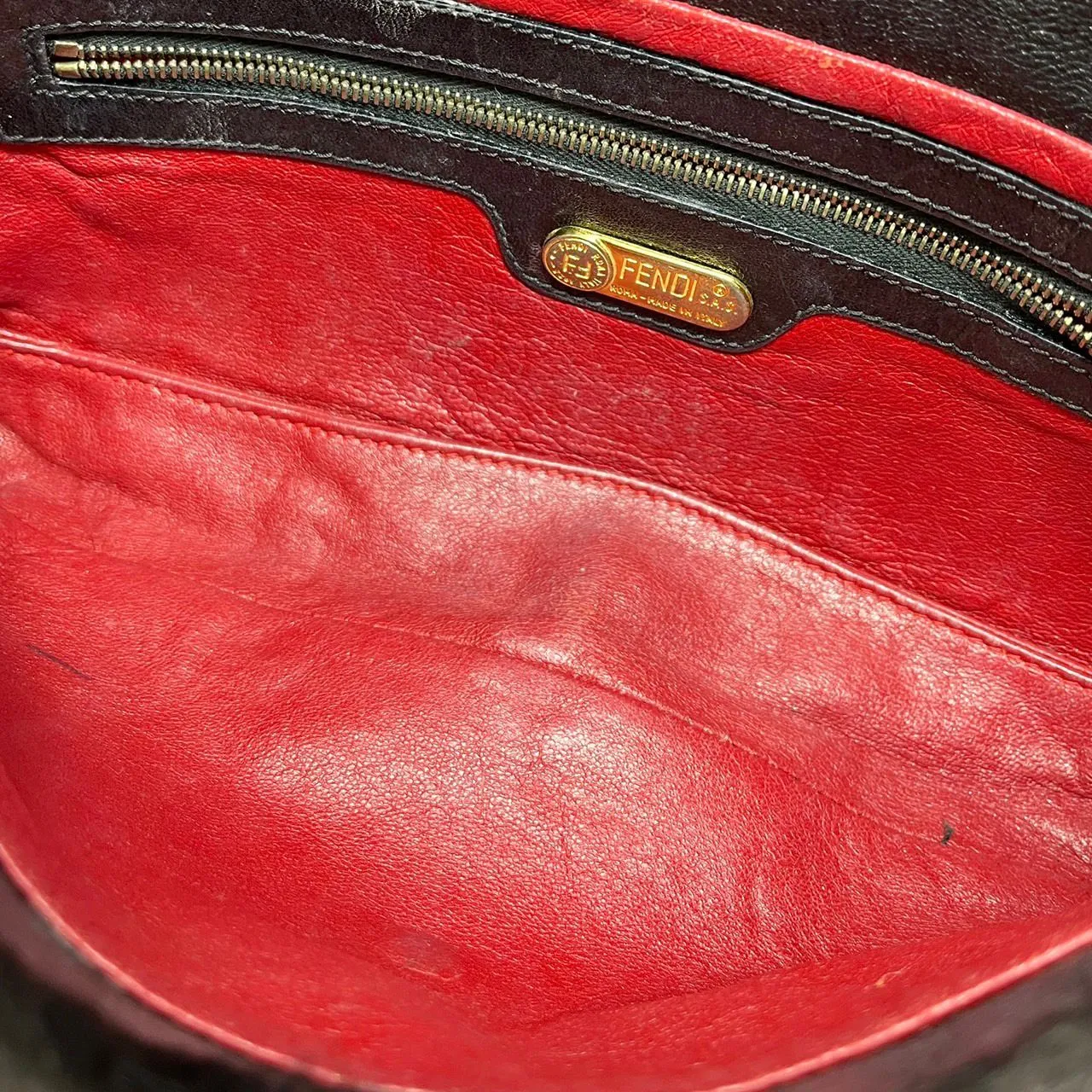 Fendi Black Fur Logo Baguette