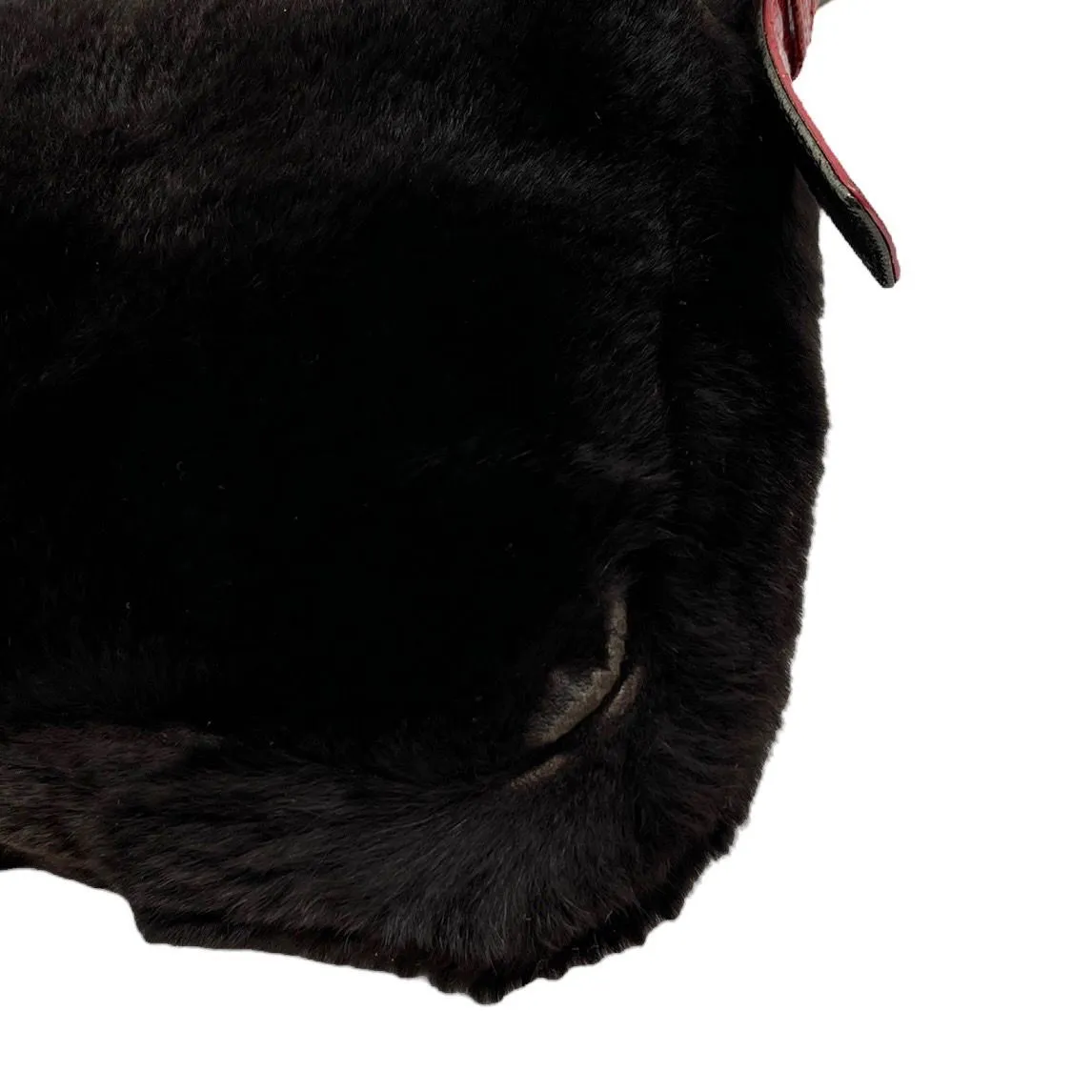 Fendi Black Fur Logo Baguette