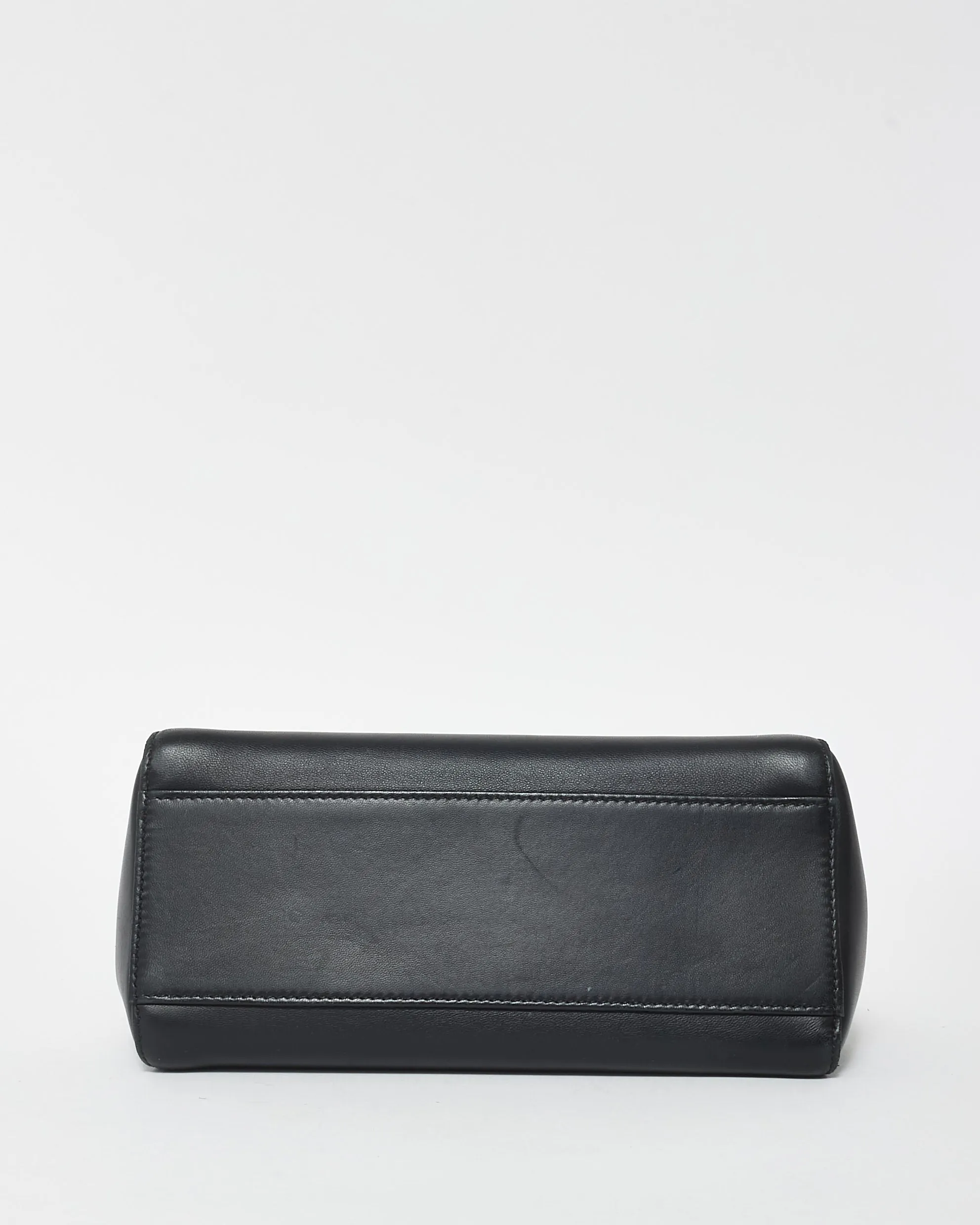 Fendi Black Leather Mini Peekaboo Top Handle Bag